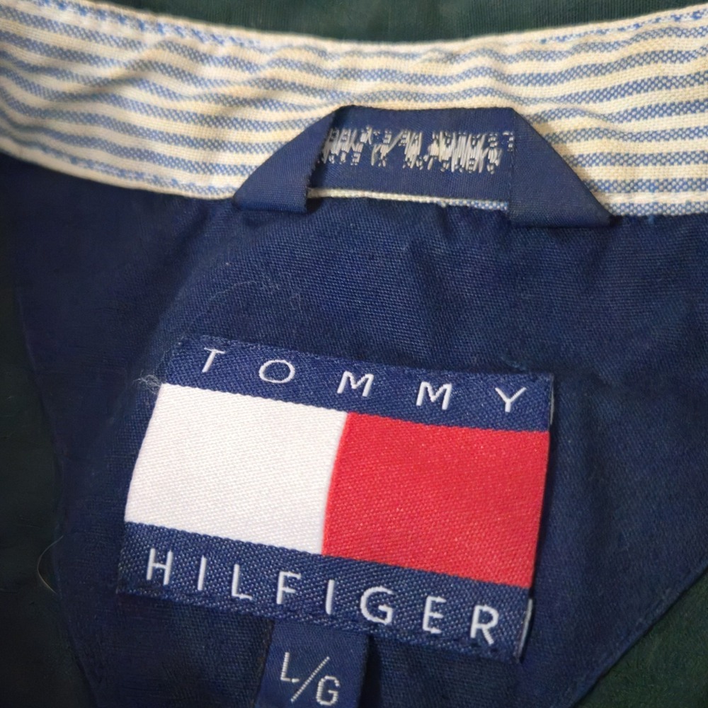 Vintage 90's TOMMY HILFIGER Sailing Jacket Size Large Green Embroidered - Picture 4 of 7